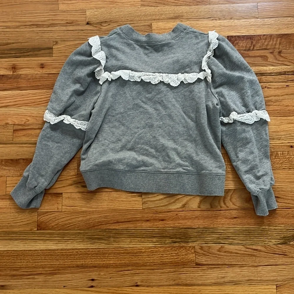 OTHILIA ANTRHOPOLOGIE ruffled gray sweatshirt XL